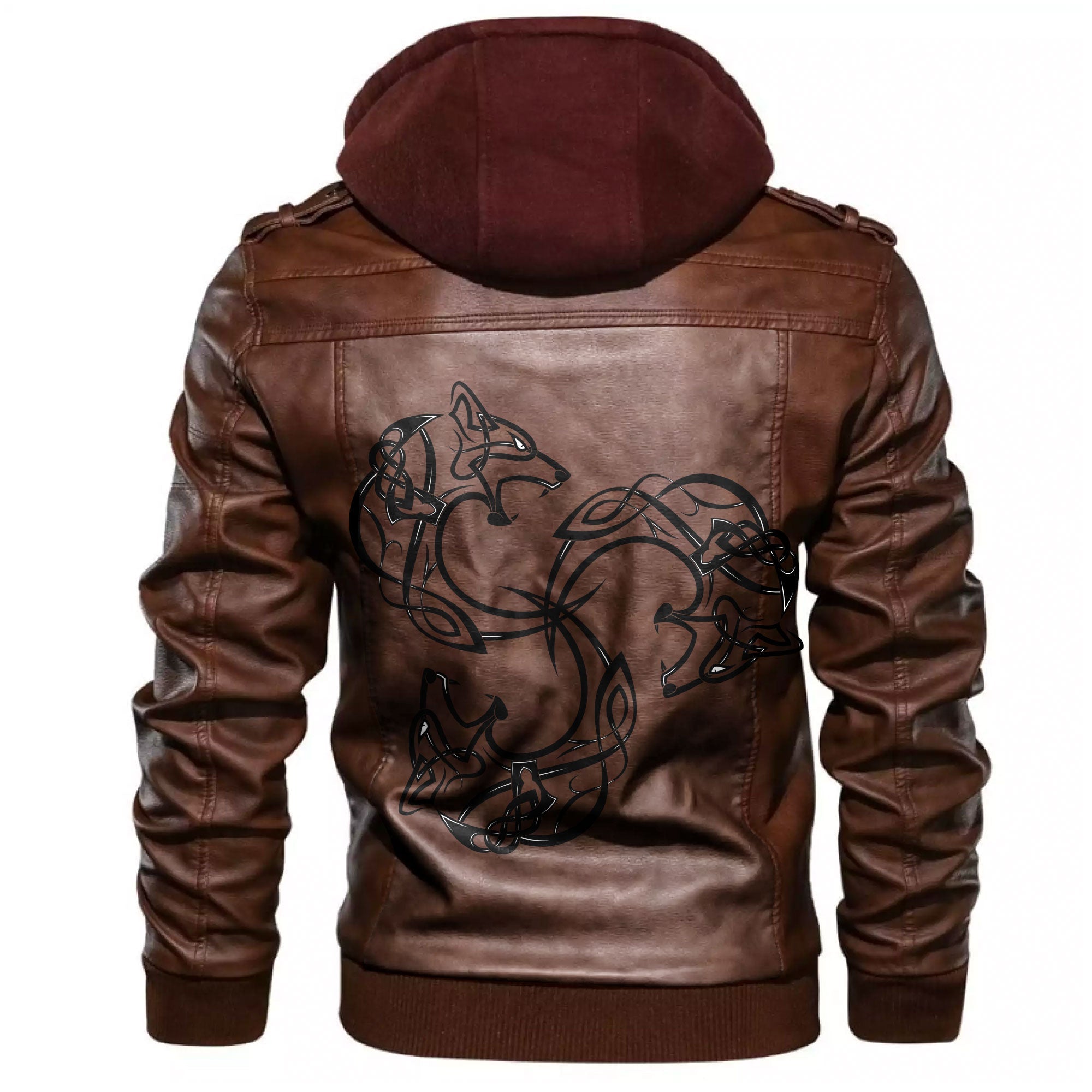 Viking Norse-Tattoo-Wolf Leather Jacket