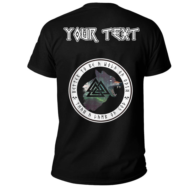 Custom Viking T-Shirt Norse Mythology Fenrir Wolf Viking Rune Compass Warrior Basic