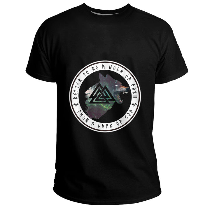 Custom Viking T-Shirt Norse Mythology Fenrir Wolf Viking Rune Compass Warrior Basic