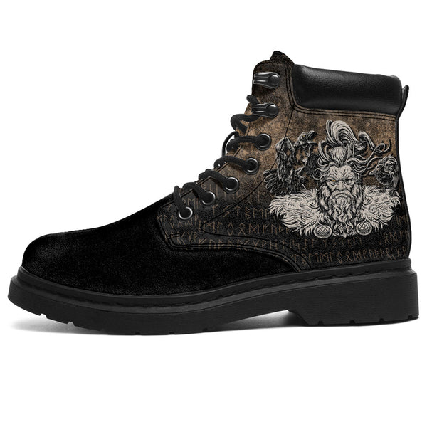 Viking All Season Boots Norse Viking Mythology Allfather Odin Huginn Muninn