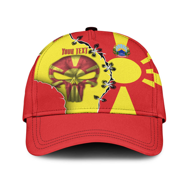 North Macedonia Classic Cap Flag & Coat Of Arms Skull Style