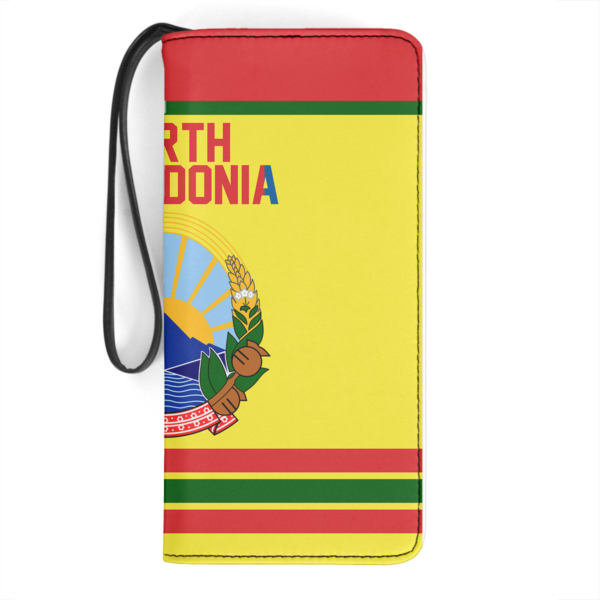 North Macedonia Clutch Purse Flag & Coat Of Arms Hockey Style