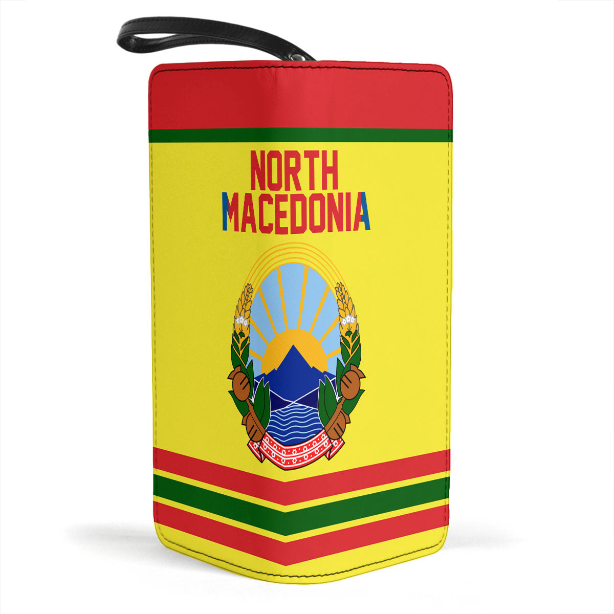 North Macedonia Clutch Purse Flag & Coat Of Arms Hockey Style