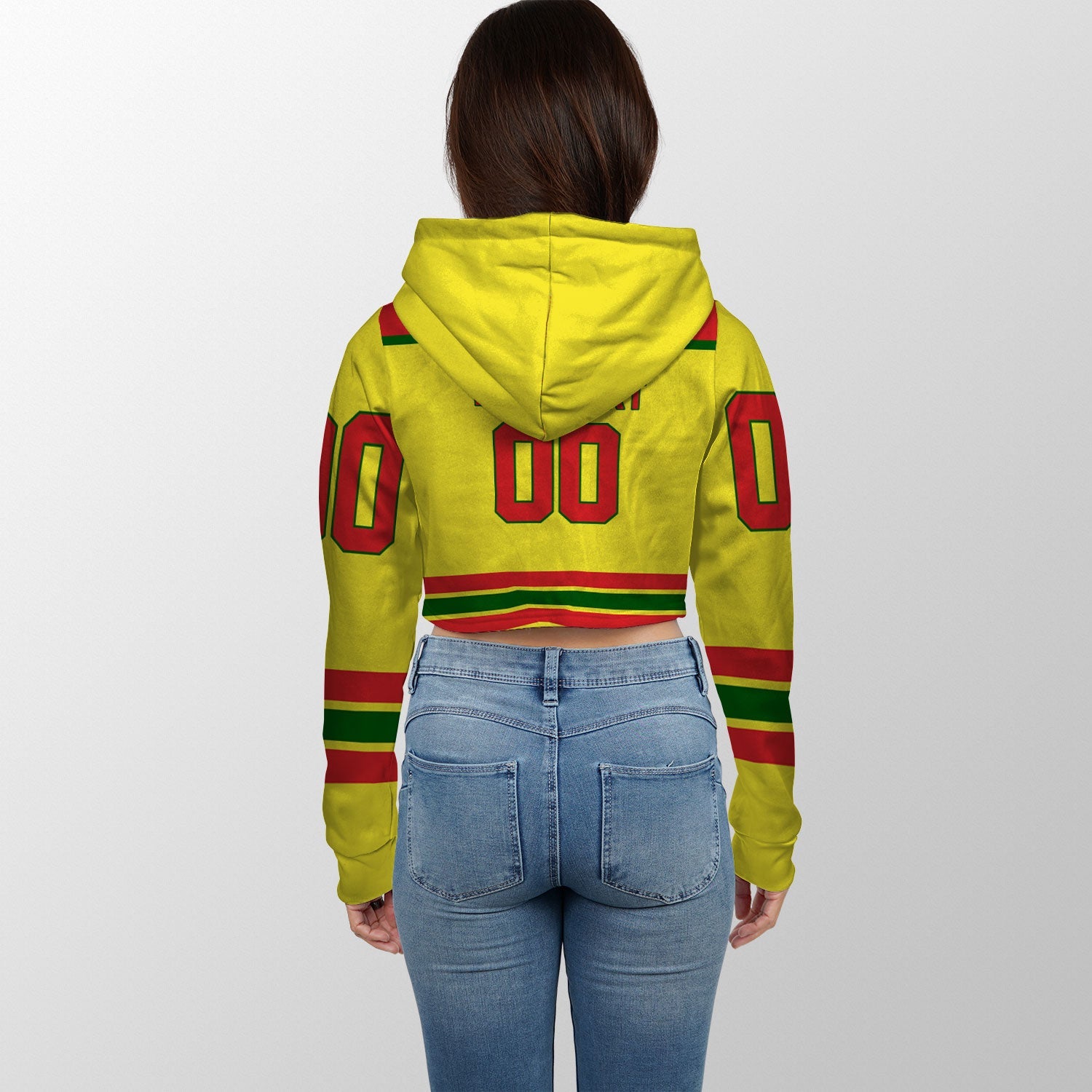 North Macedonia Crop Hoodie Flag & Coat Of Arms Hockey Style