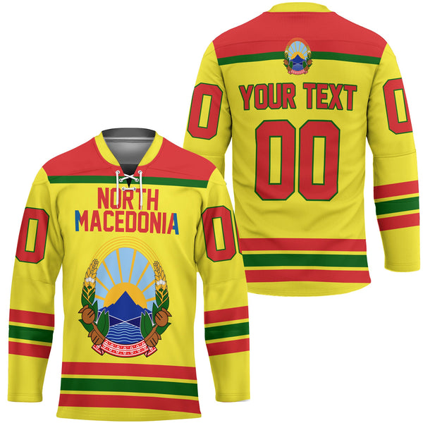 North Macedonia Hockey Jersey Flag & Coat Of Arms Hockey Style