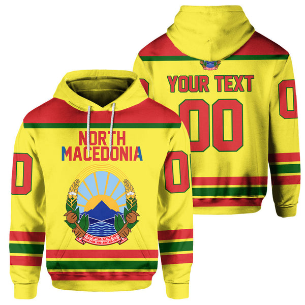 North Macedonia Hoodie Flag & Coat Of Arms Hockey Style