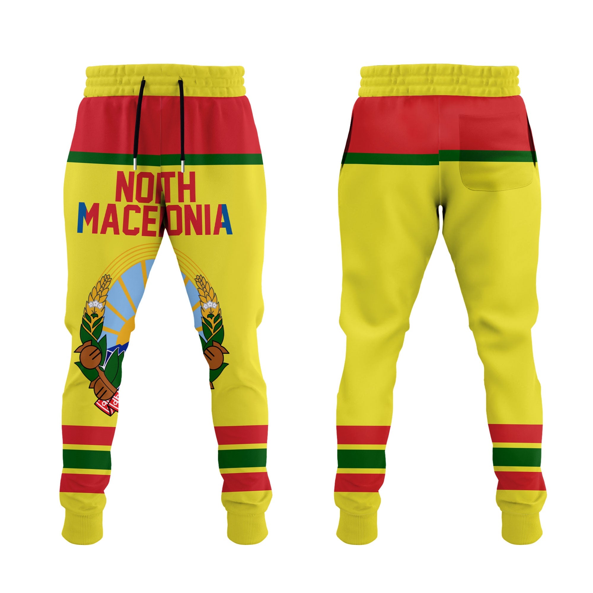 North Macedonia Jogger Pant Flag & Coat Of Arms Hockey Style