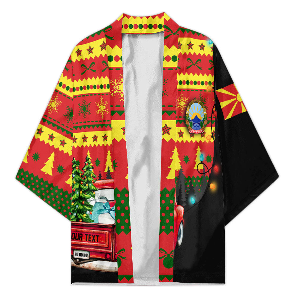 North Macedonia Kimono Coat Of Arms Christmas Style