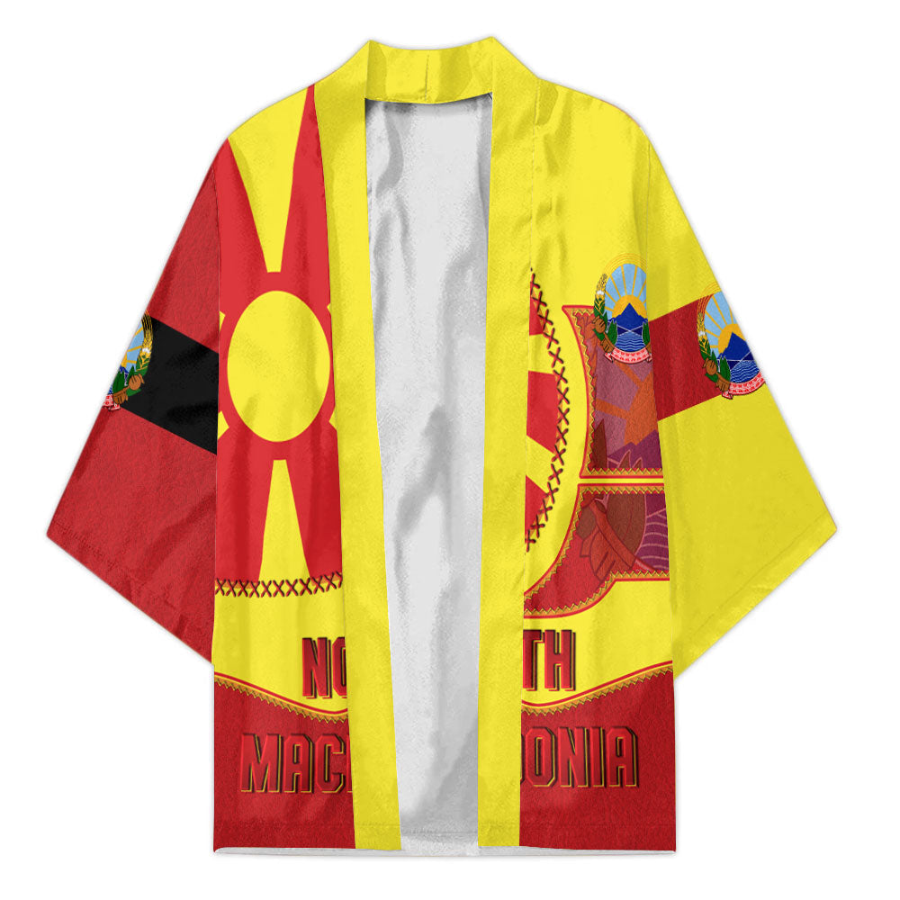 North Macedonia Kimono Flag & Coat Of Arms Leather Style