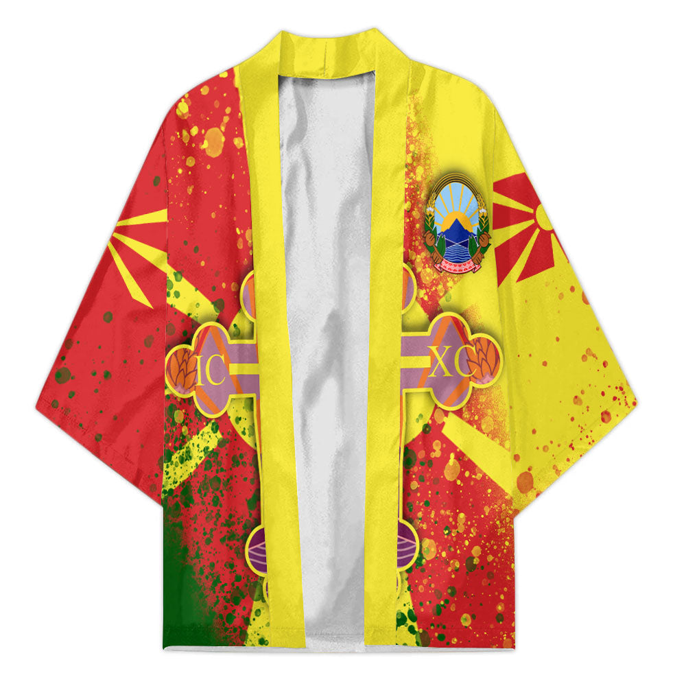 North Macedonia Kimono Flag & Coat Of Arms Orthodox Style