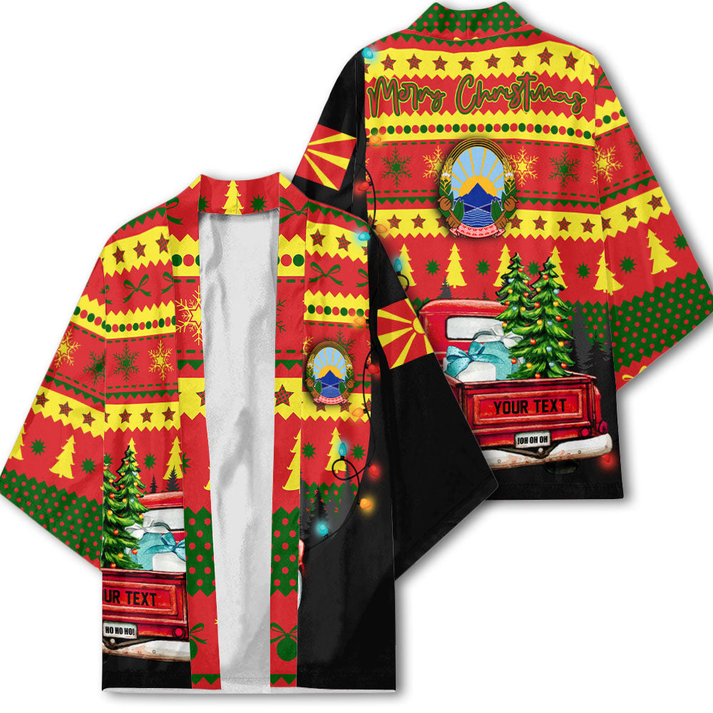 North Macedonia Kimono Coat Of Arms Christmas Style