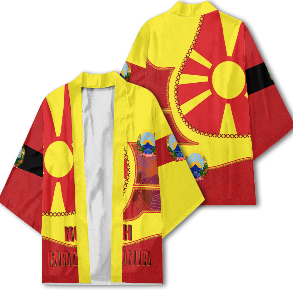 North Macedonia Kimono Flag & Coat Of Arms Leather Style