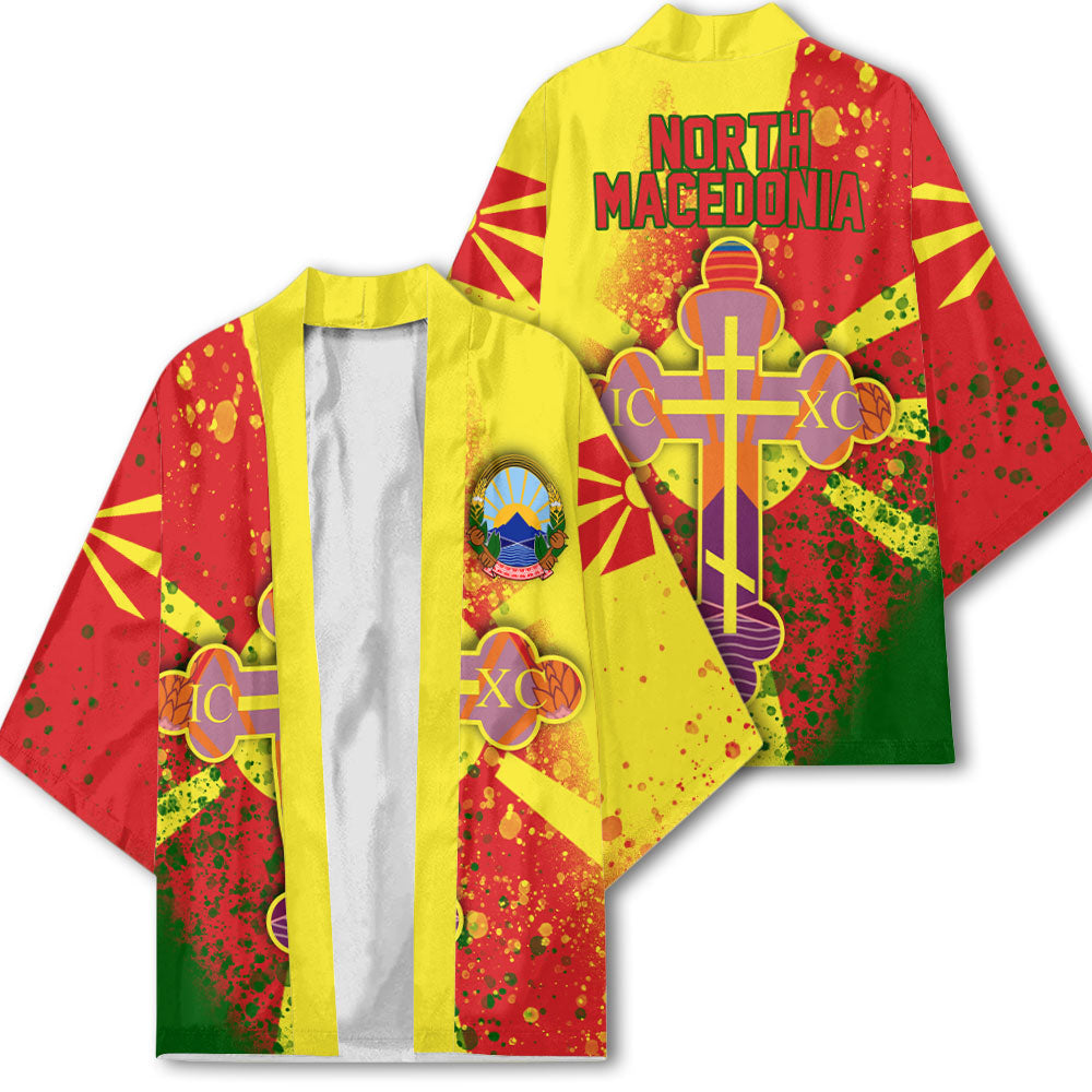 North Macedonia Kimono Flag & Coat Of Arms Orthodox Style