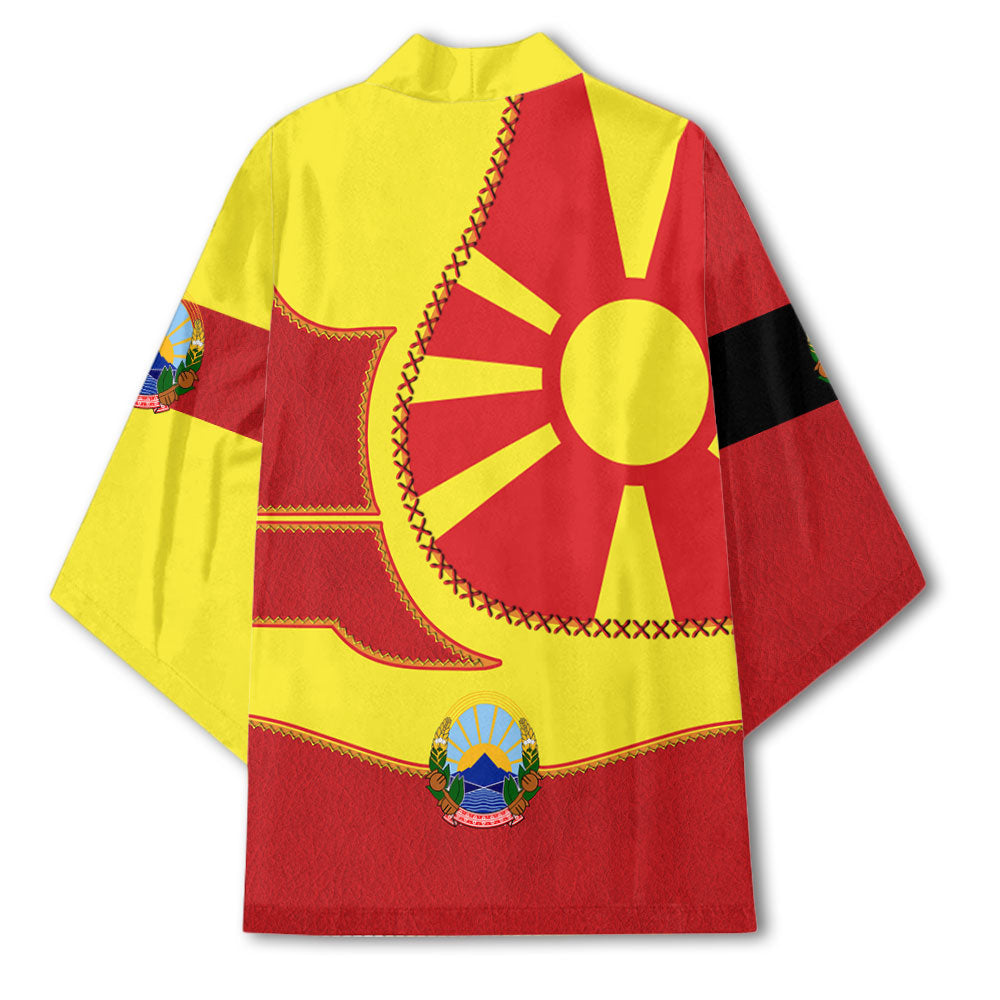 North Macedonia Kimono Flag & Coat Of Arms Leather Style