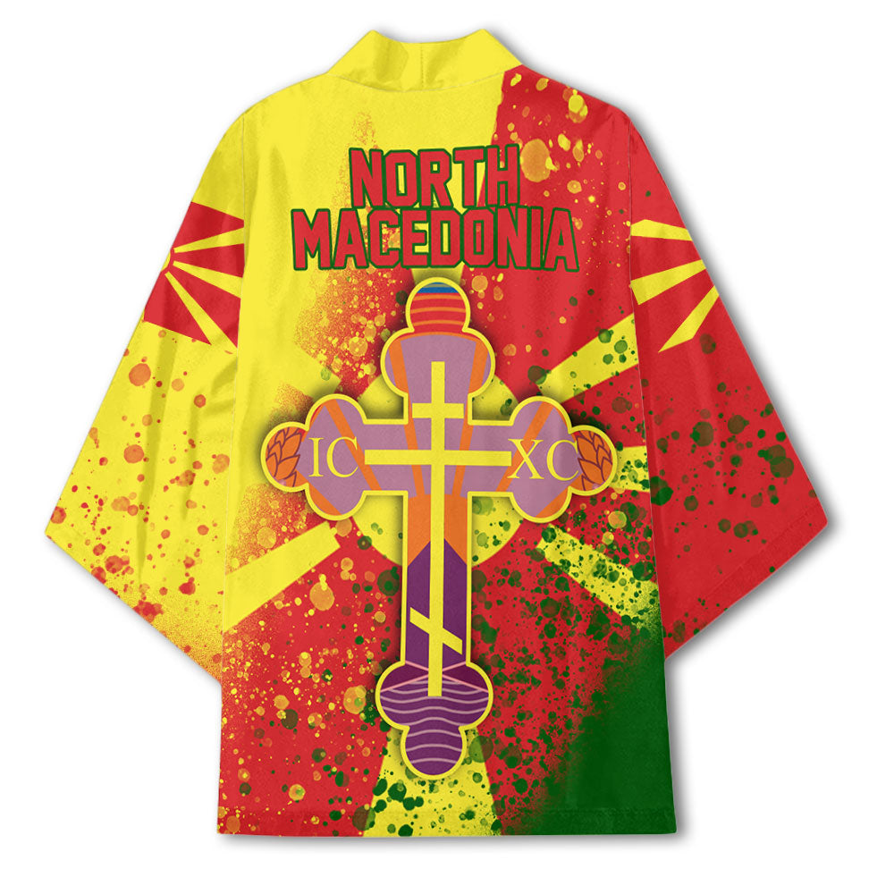 North Macedonia Kimono Flag & Coat Of Arms Orthodox Style