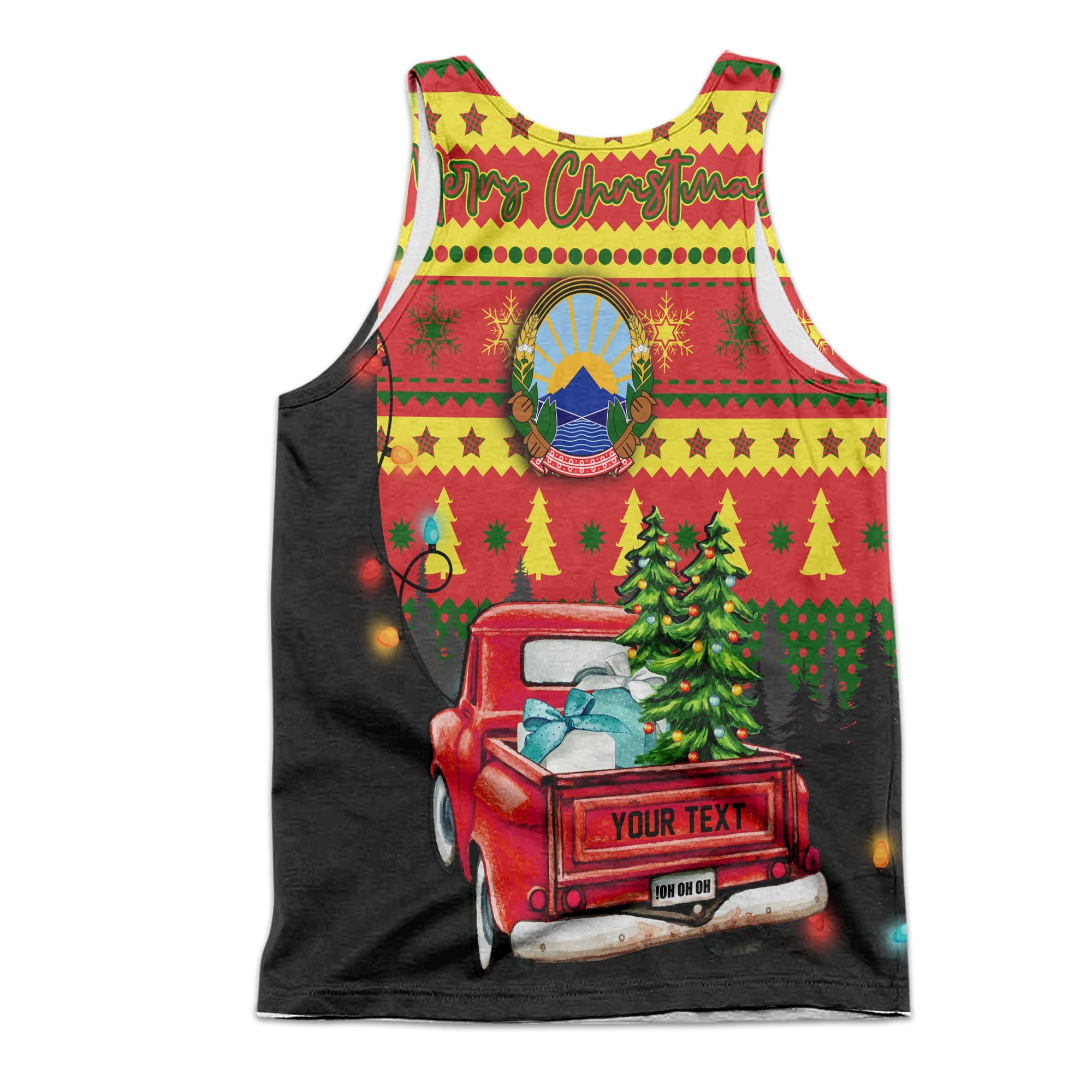 North Macedonia Men Tank Top Coat Of Arms Christmas Style