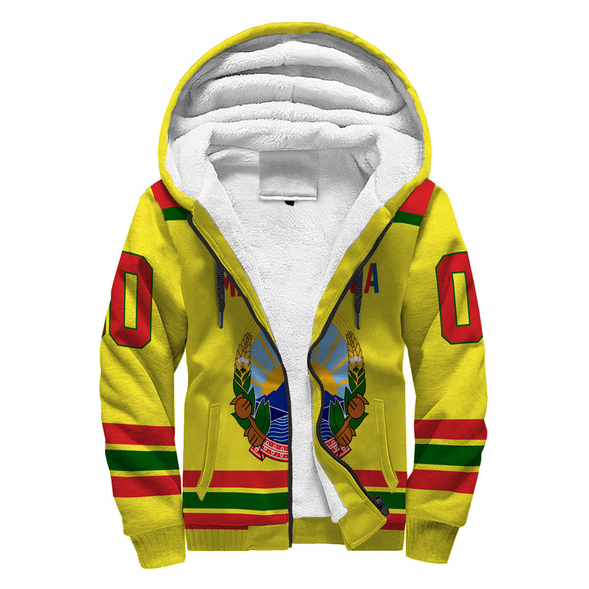 North Macedonia Sherpa Hoodie Flag & Coat Of Arms Hockey Style