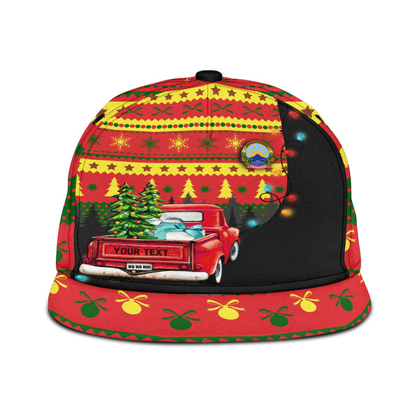 North Macedonia Snapback Hat Coat Of Arms Christmas Style