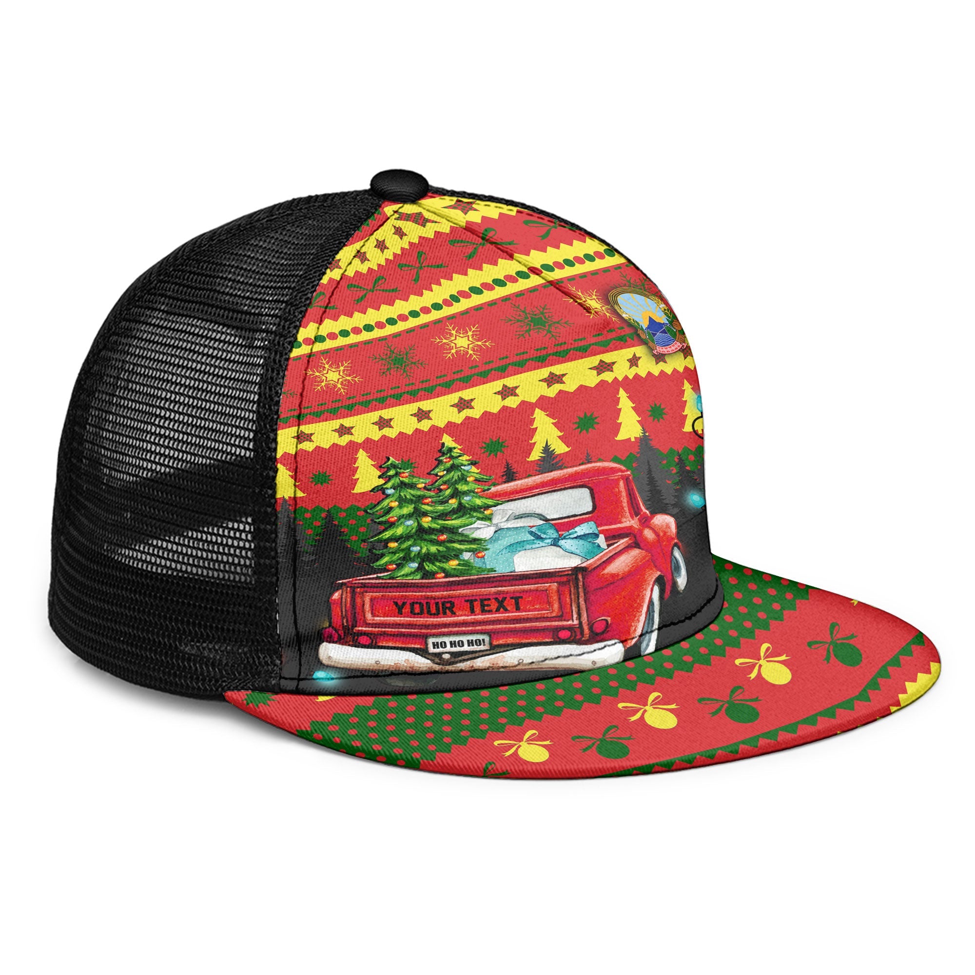 North Macedonia Trucker Hat Coat Of Arms Christmas Style