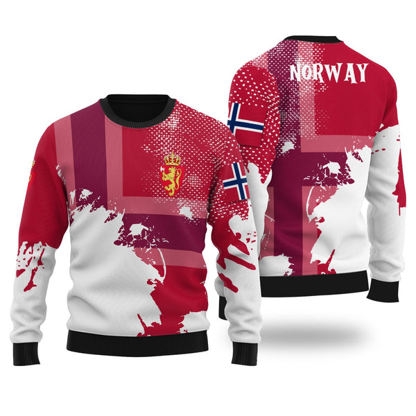 Norway Ugly Sweater Flag & Coat Of Arms Paint Style