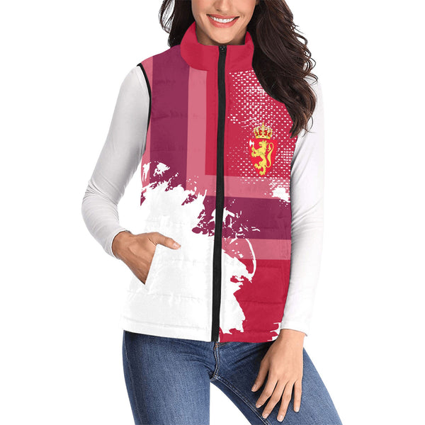 Norway Women Padded Jacket Vest Flag & Coat Of Arms Paint Style