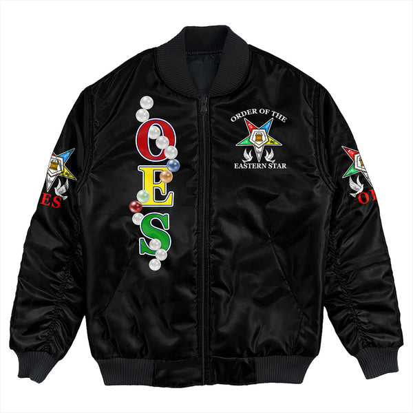 Order Of The Eastern Star Pearls Black Bomber Jacket T09