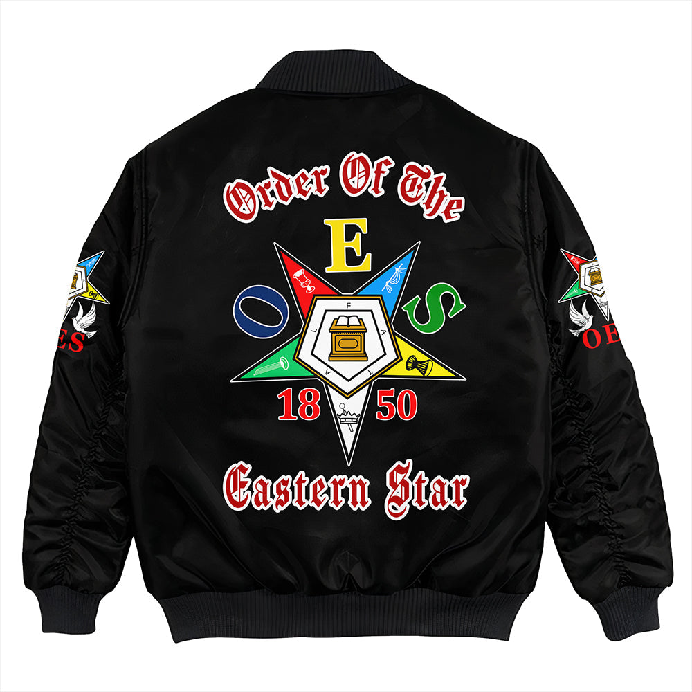 Order Of The Eastern Star Pearls Black Bomber Jacket T09