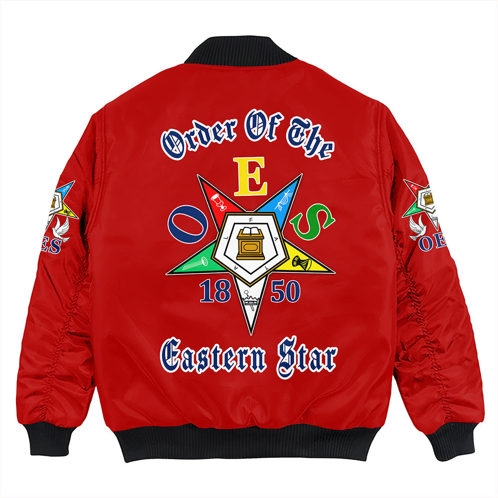 Order Of The Eastern Star Pearls Red Bomber Jacket T09