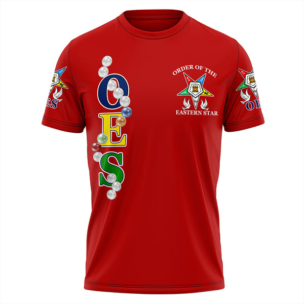 Order Of The Eastern Star Pearls Red T-Shirt T09