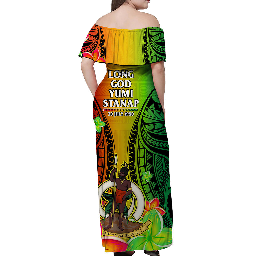 Vanuatu 1980 Off Shoulder Long Dress Long God Yumi Stanap Happy 42nd Independence Anniversary LT14