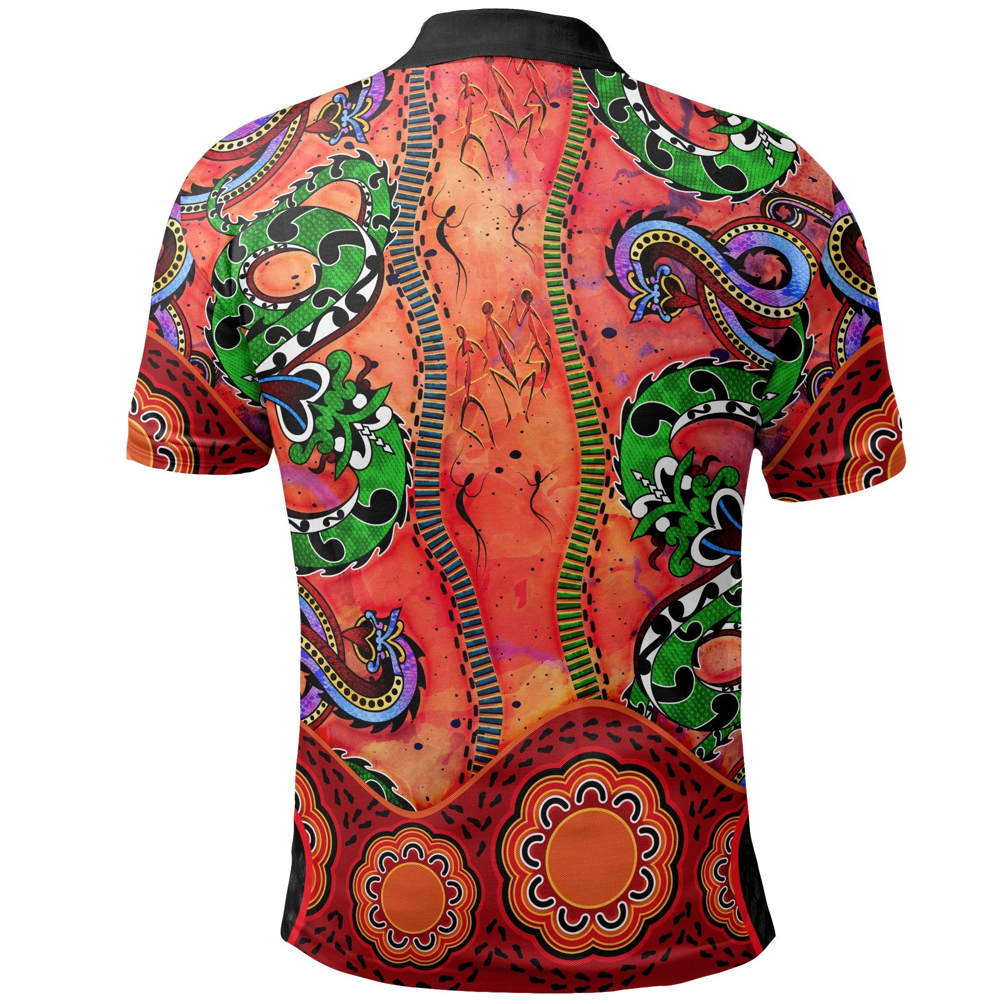 Aboriginal Polo - Aussie Indigenous Patterns Orange Polo Shirt