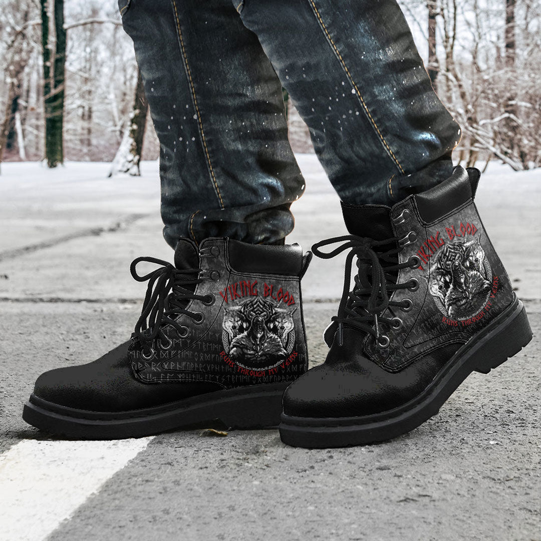 Viking All Season Boots Odin Geri And Freki Wolfs Viking Blood Runs Through My Veins