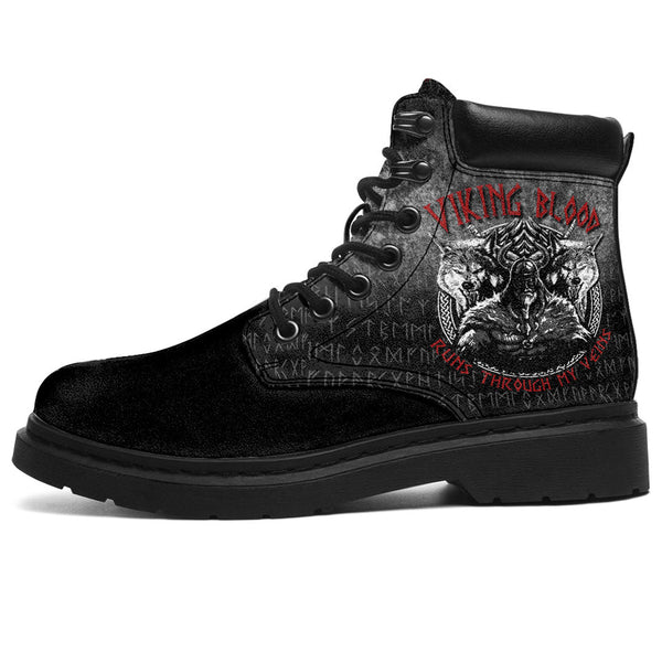 Viking All Season Boots Odin Geri And Freki Wolfs Viking Blood Runs Through My Veins