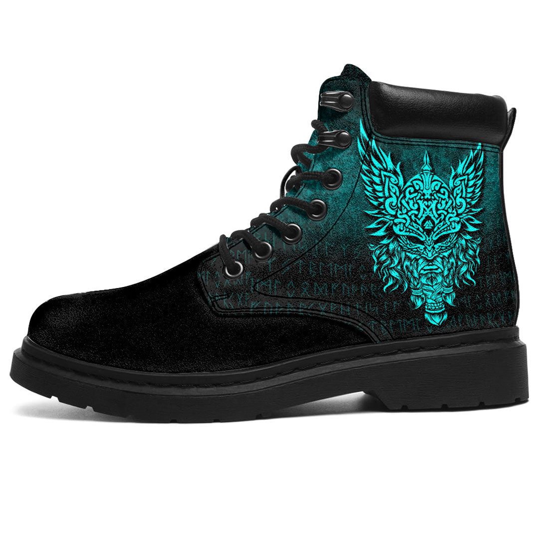 Viking All Season Boots Odin The Allfather Asgard God And Chief Of Aesir Cyan