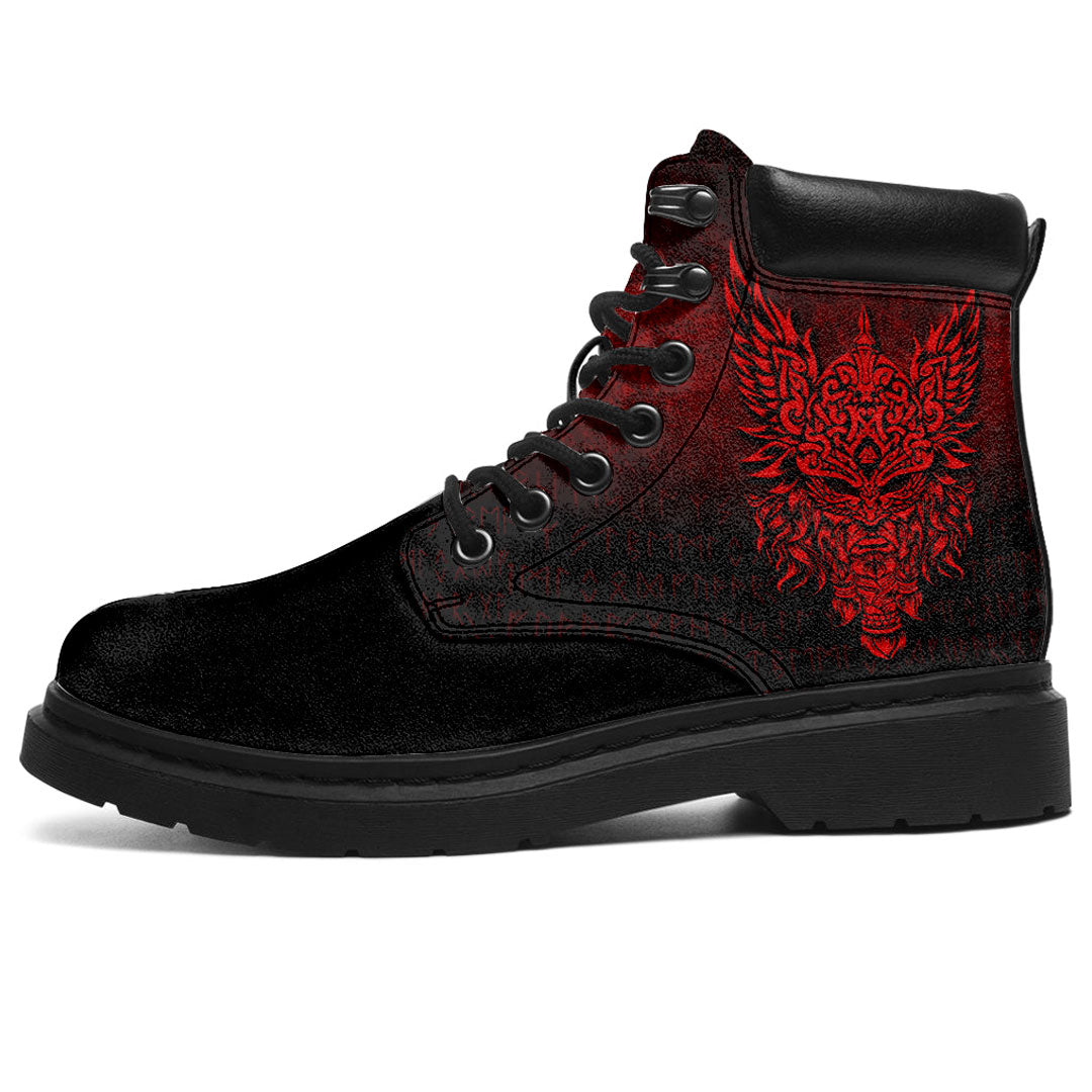 Viking All Season Boots Odin The Allfather Asgard God And Chief Of Aesir Red