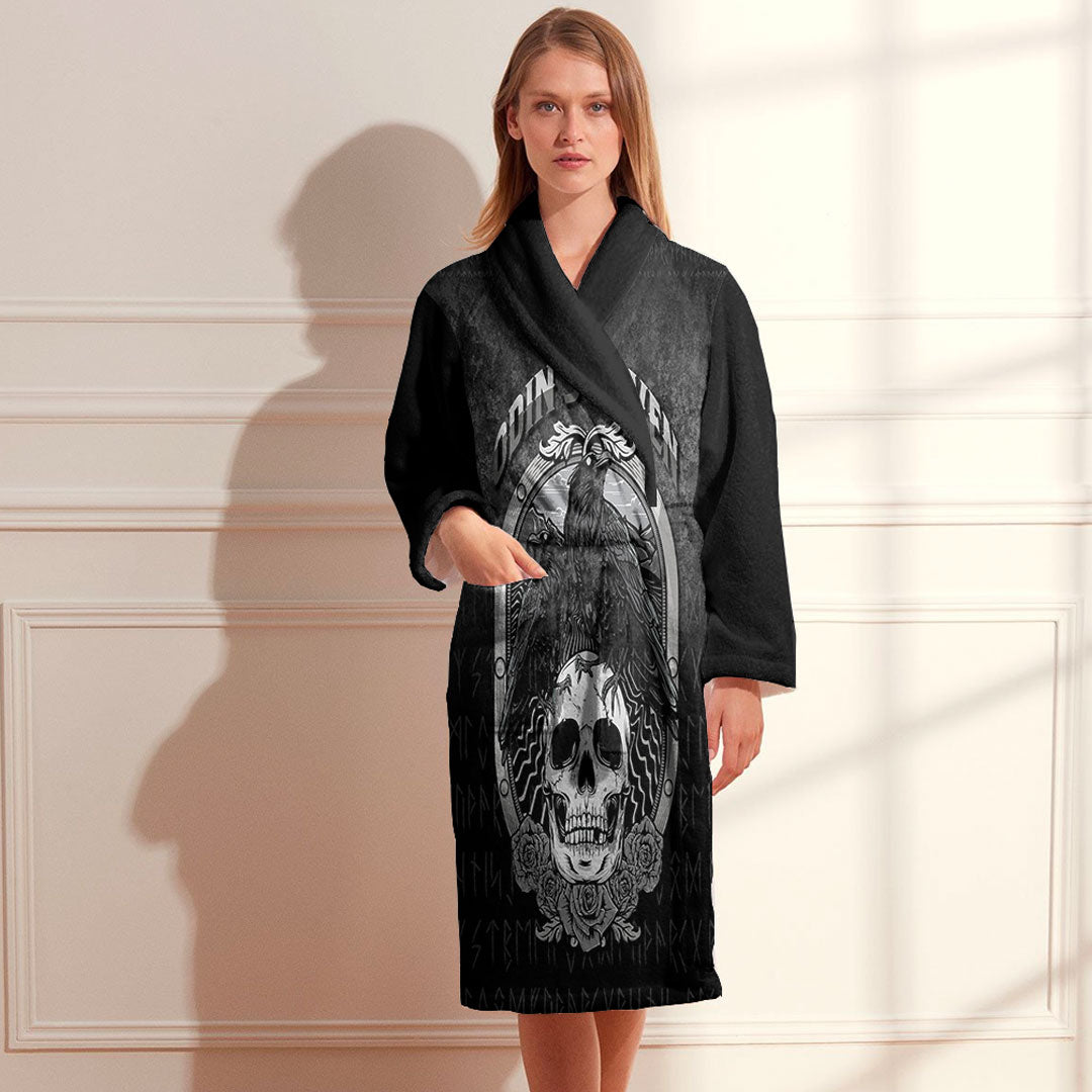 Viking Bath Robe Odins Raven Norse Mythology Ravens Midgard Birds Crow ...
