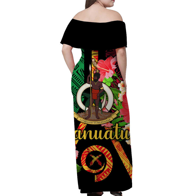 Vanuatu Off Shoulder Long Dress Independence Be Proud Vanuatu Flag LT8