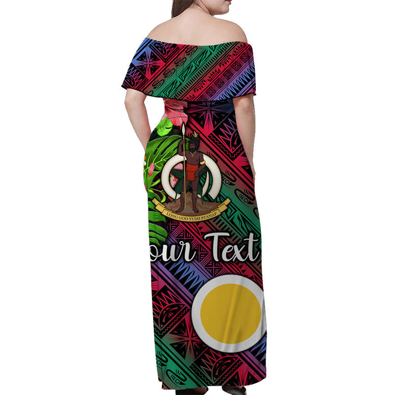 (Custom Personalised) Vanuatu Shefa Off Shoulder Long Dress Independence Be Proud  LT8