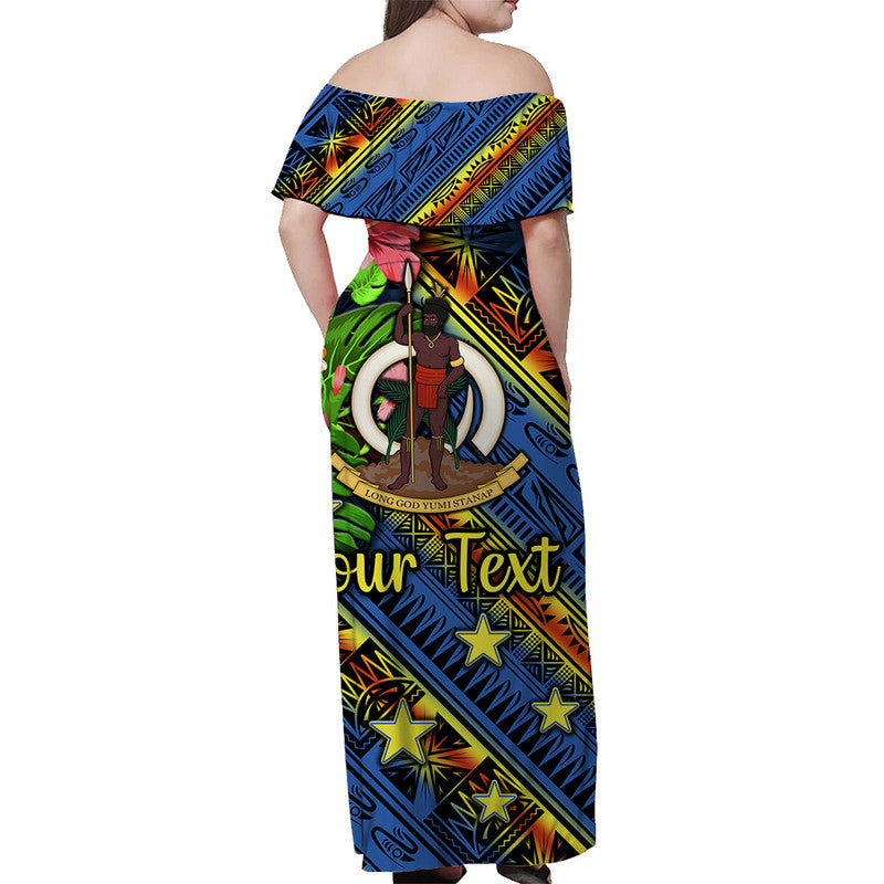 (Custom Personalised) Vanuatu Tafea Off Shoulder Long Dress Independence Be Proud  LT8