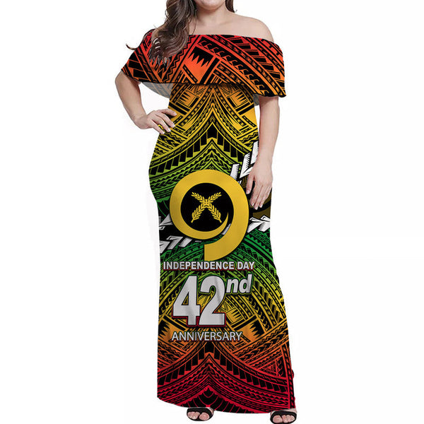 Vanuatu Independence Day 42nd Anniversary Off Shoulder Long Dress LT6