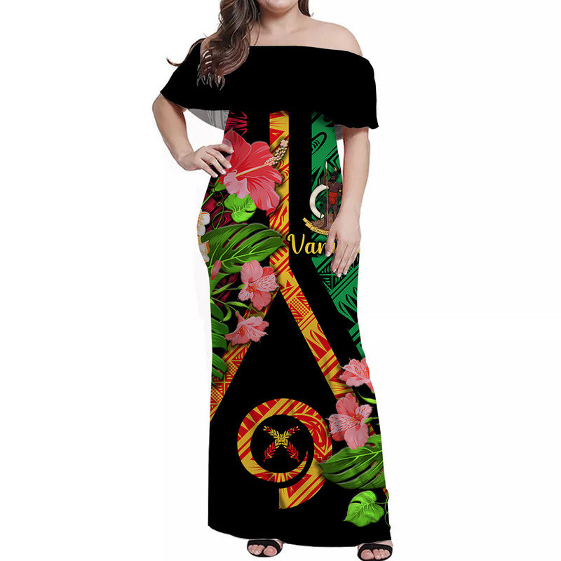 Vanuatu Off Shoulder Long Dress Independence Be Proud Vanuatu Flag LT8