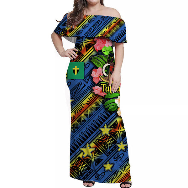 Vanuatu Tafea Off Shoulder Long Dress Independence Be Proud  LT8