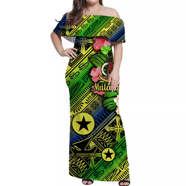 Vanuatu Malampa Off Shoulder Long Dress Independence Be Proud  LT8