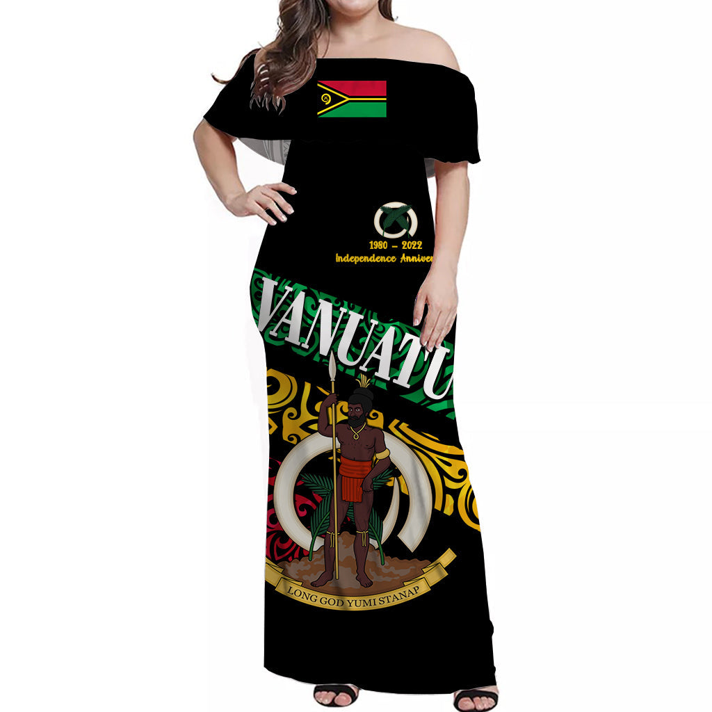 Vanuatu Special Independence Anniversary Off Shoulder Long Dress Sporty Style LT8