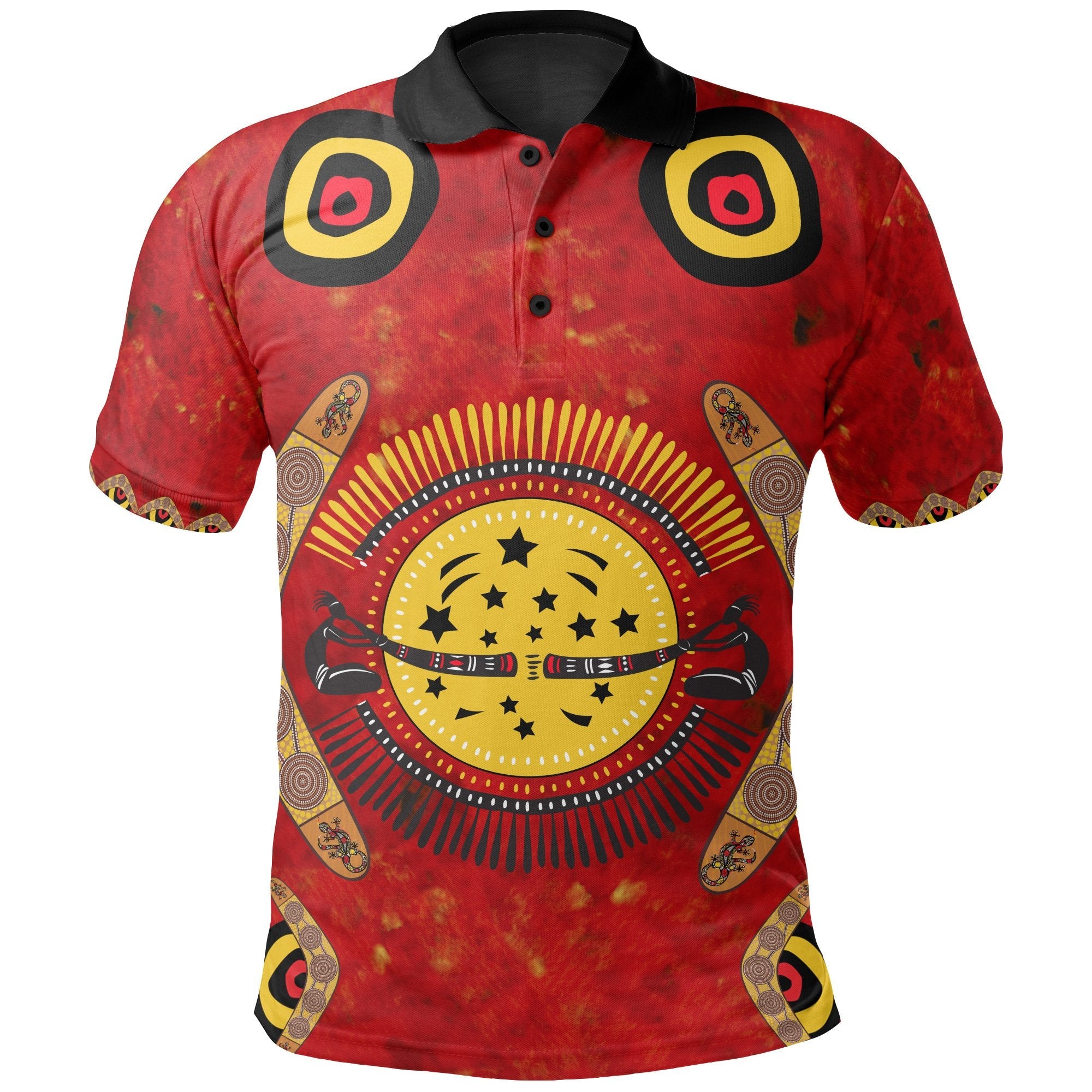 Aboriginal Polo - Lizard And Boomerang Patterns Polo Shirt
