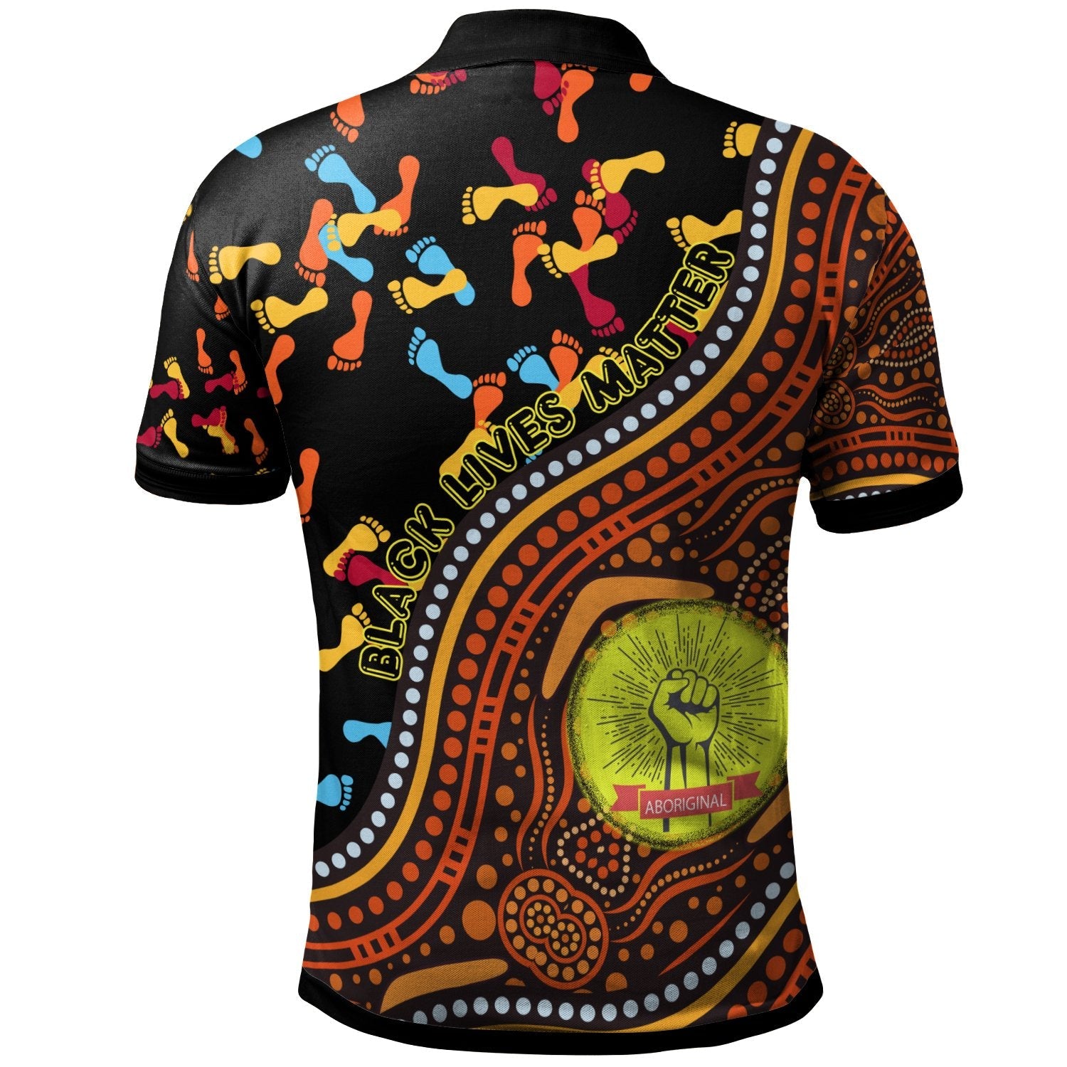Aboriginal Polo - (Custom Text) Polo Shirt- Aboriginal Style & Flag, Black Live Matter Polo Shirt
