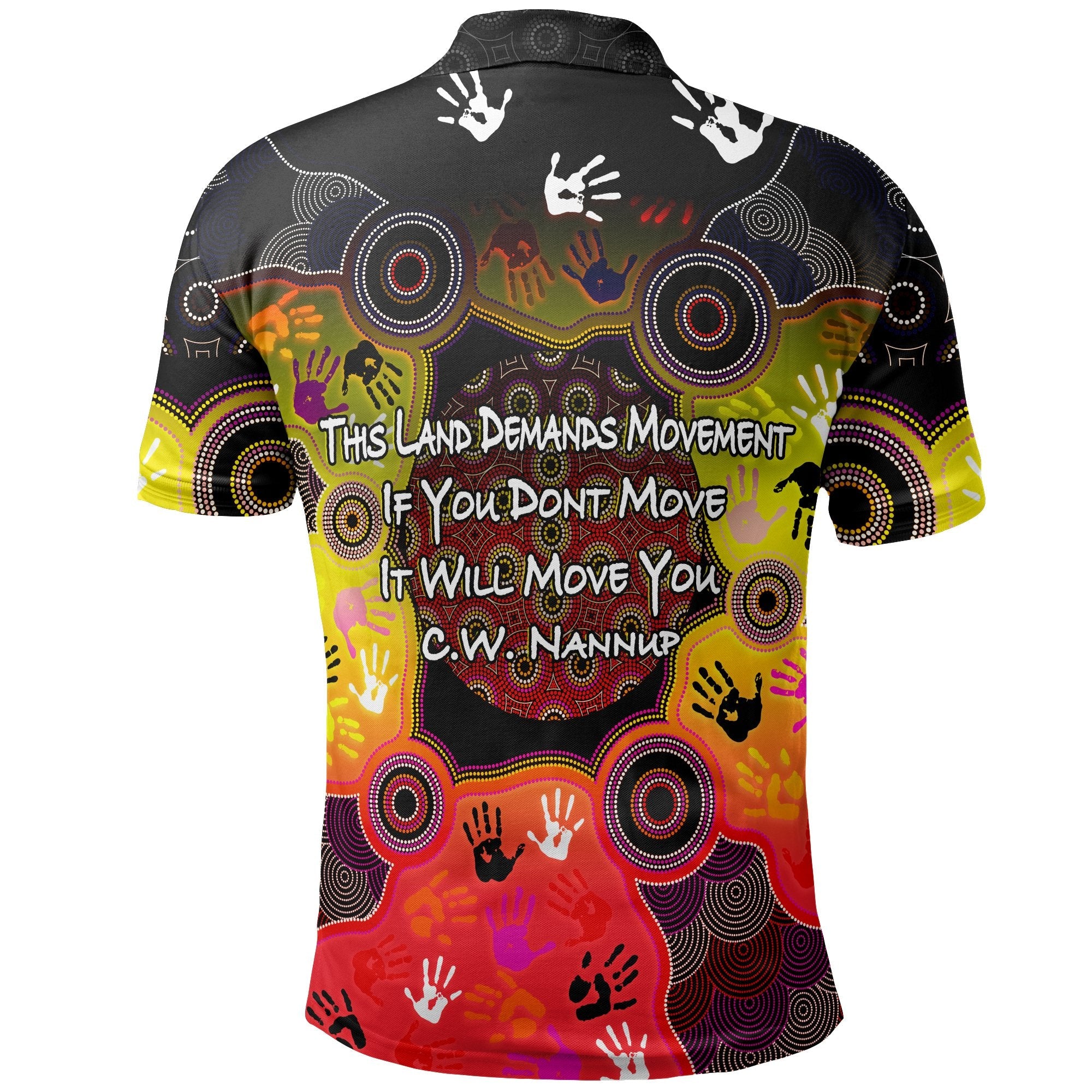 Aboriginal Polo - [C.W. Nannup] Indigenous Circle Dot Painting Hand Art Polo Shirt