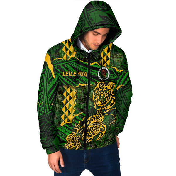 Hawaii Leilehua High School Custom Men Hooded Padded Jacket Polynesian Turtle Style