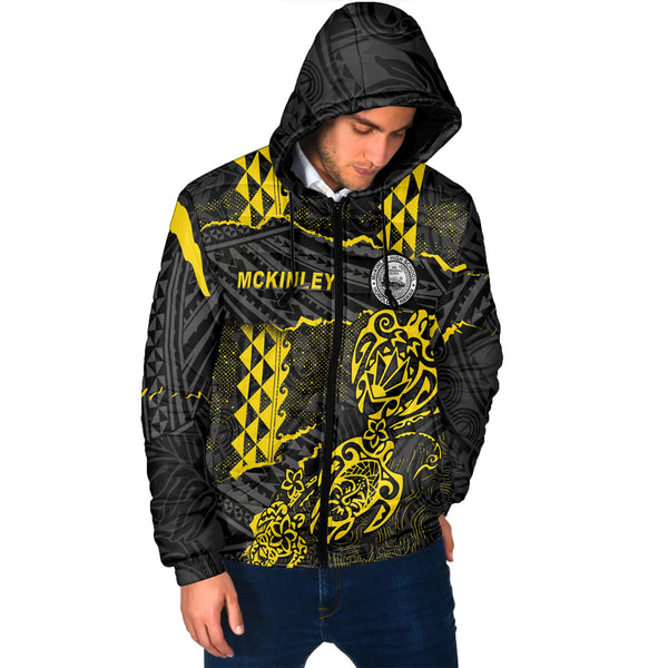 Hawaii President William McKinley High School Custom Men Hooded Padded Jacket Polynesian Turtle Style