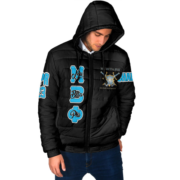 Fraternity Jacket - Personalized Mu Beta Phi Men Hooded Padded Jacket Original Dark Style